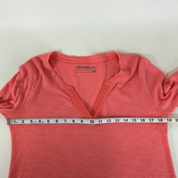 Eddie Bauer Split V-Neck Tee Women's Size Small Pink Long Sleeve Knit Outdoor - Picture 8 of 12